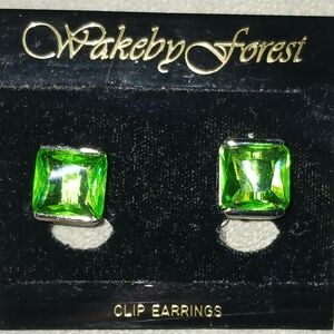 Wakeby Forest Green Clip Earrings
